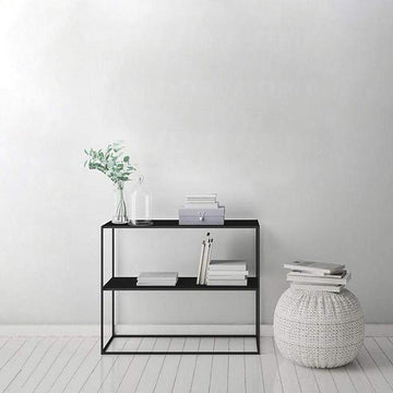 Black 2 Tiers Shelving Storage Freestanding Organizer Metal Rack-Bookcases & Bookshelves,Furniture,Office Furniture